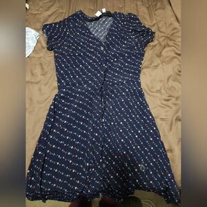 Navy Blue Floral Women's Dress